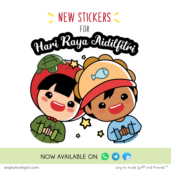 Special Hari Raya Stickers Ang Ku Kueh Girl And Friends