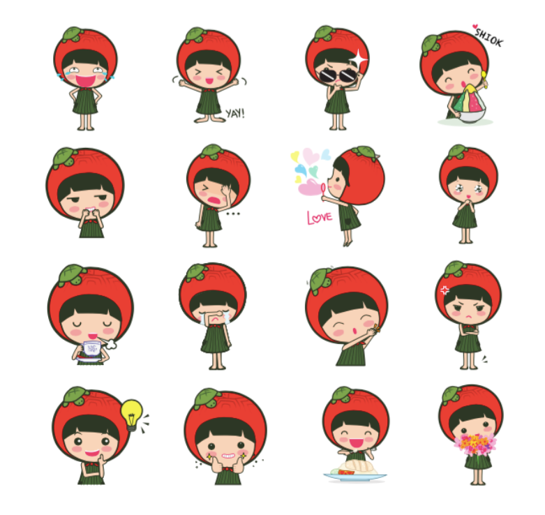 Download Our WeChat Stickers Today Ang Ku Kueh Girl and 