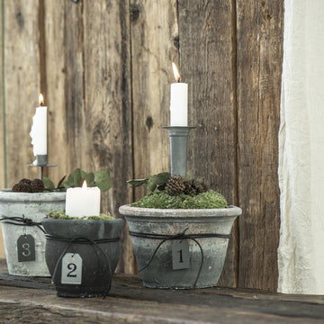 Zinc Flower Chamberstick Candle Holder