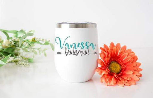 Floral Bridesmaid Personalized Insulated Wine Tumbler