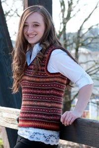 The Crimson Trace Vest knit out of Cascade 220 Fingering