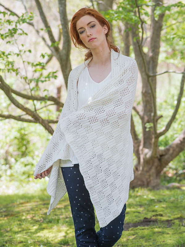 The Marcy wrap knit with white yarn