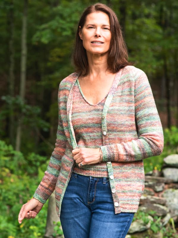 Bezel Cardigan and Camisole knit out of Berroco Spree DK