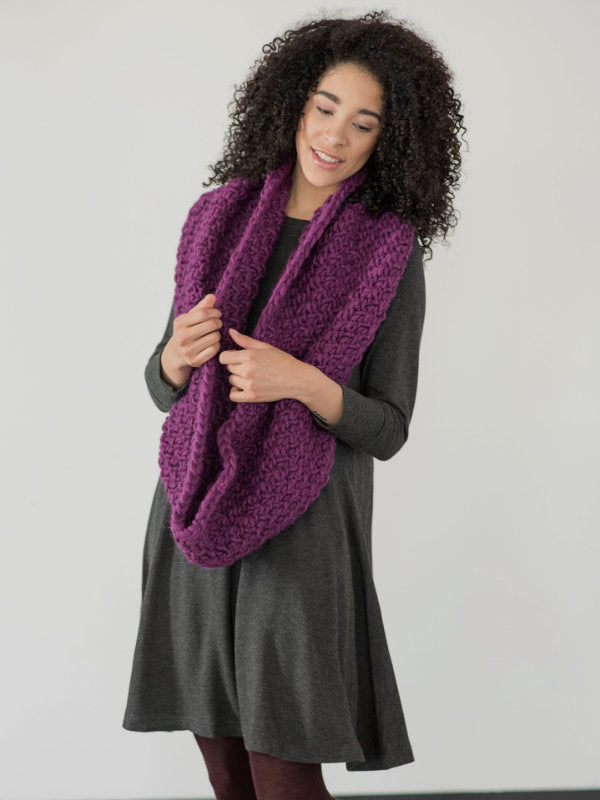 The Yura Cowl Pattern knit out of Berroco Macro in #6739 Saxifrage