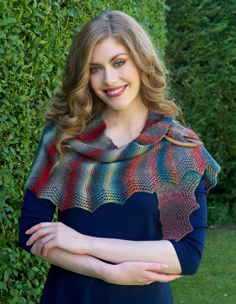 The Clariss Wrap knit out of Perth in the color Alice Springs 104