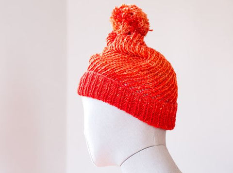 urth yarns monokrom worsted flux hat with pom pom