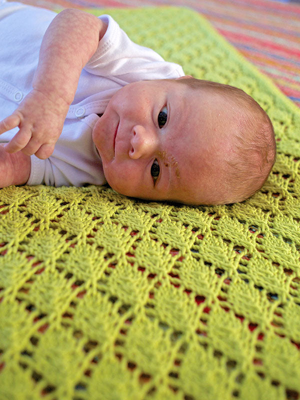 The Saurey botanical lace baby blanket in the color Elms 1659
