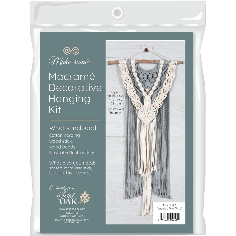 Solid Oak Macrame Plant Hanger Kit - Two Minis