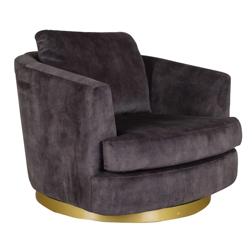 Lola Grey Pleated Back Velvet Swivel Chair | The Furniture Mega Store