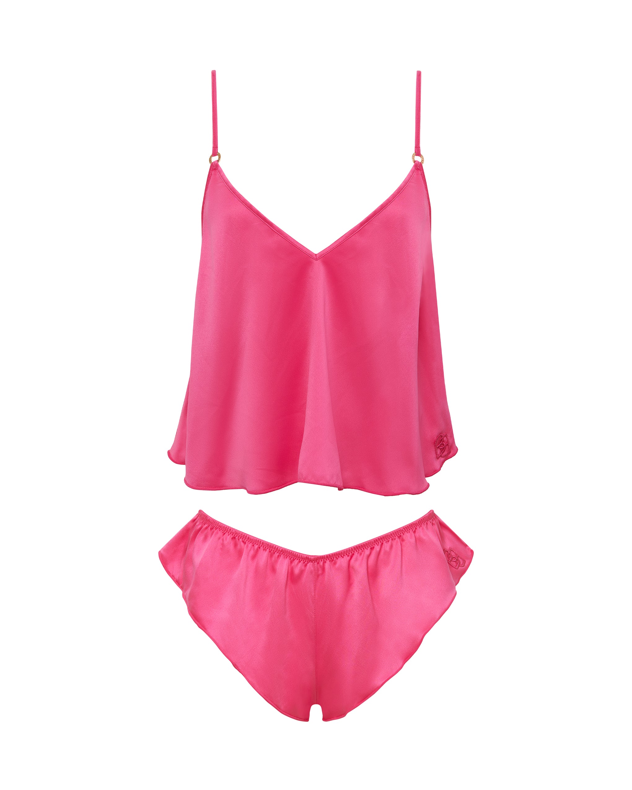 bluebella faye luxury satin cami and short set fuchsia pink