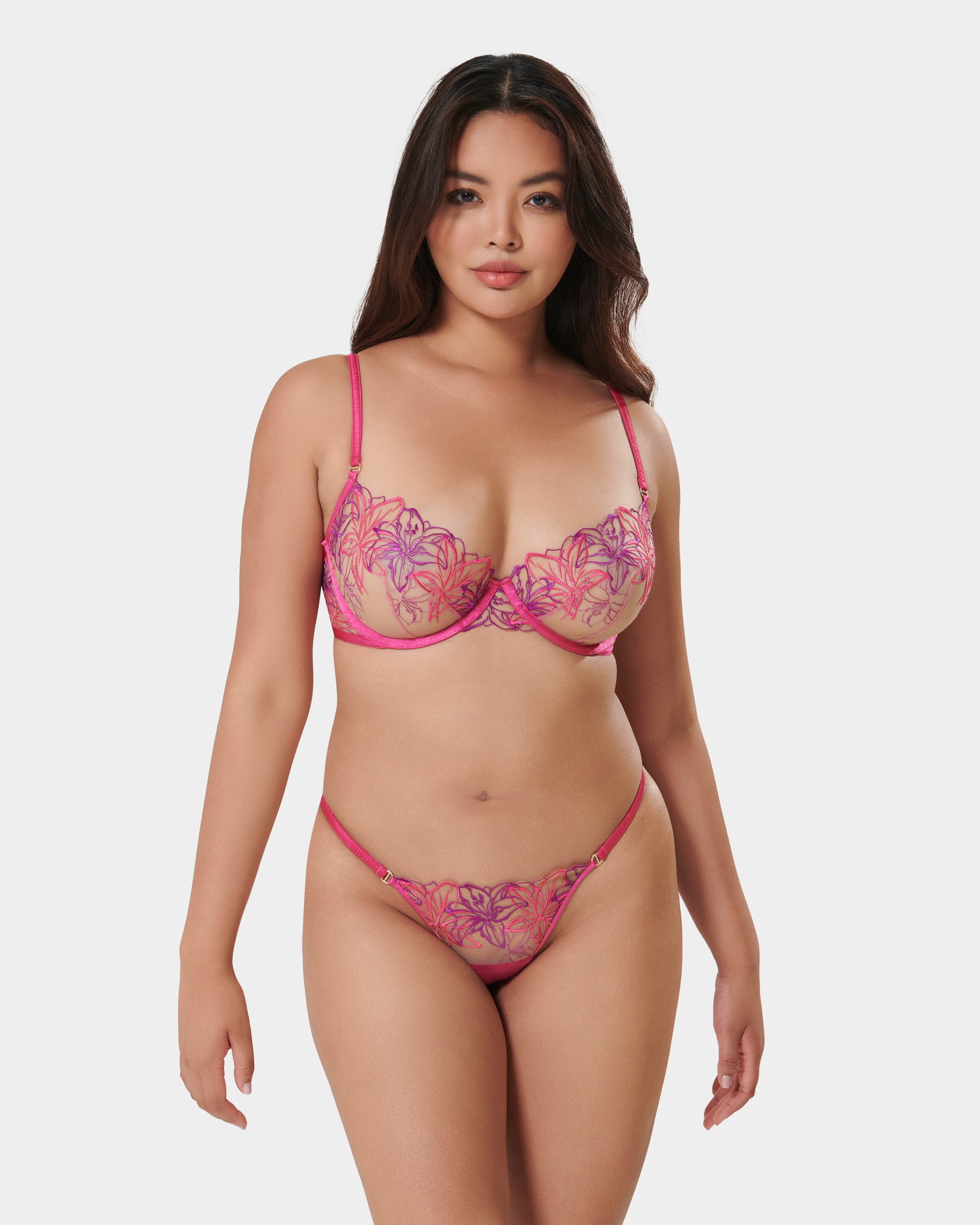 Lilly Thong Fuchsia Pink/Bright Violet/Sheer