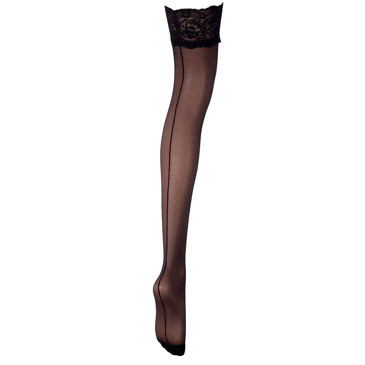 Black Lace Stockings with Back Seam | Bluebella
