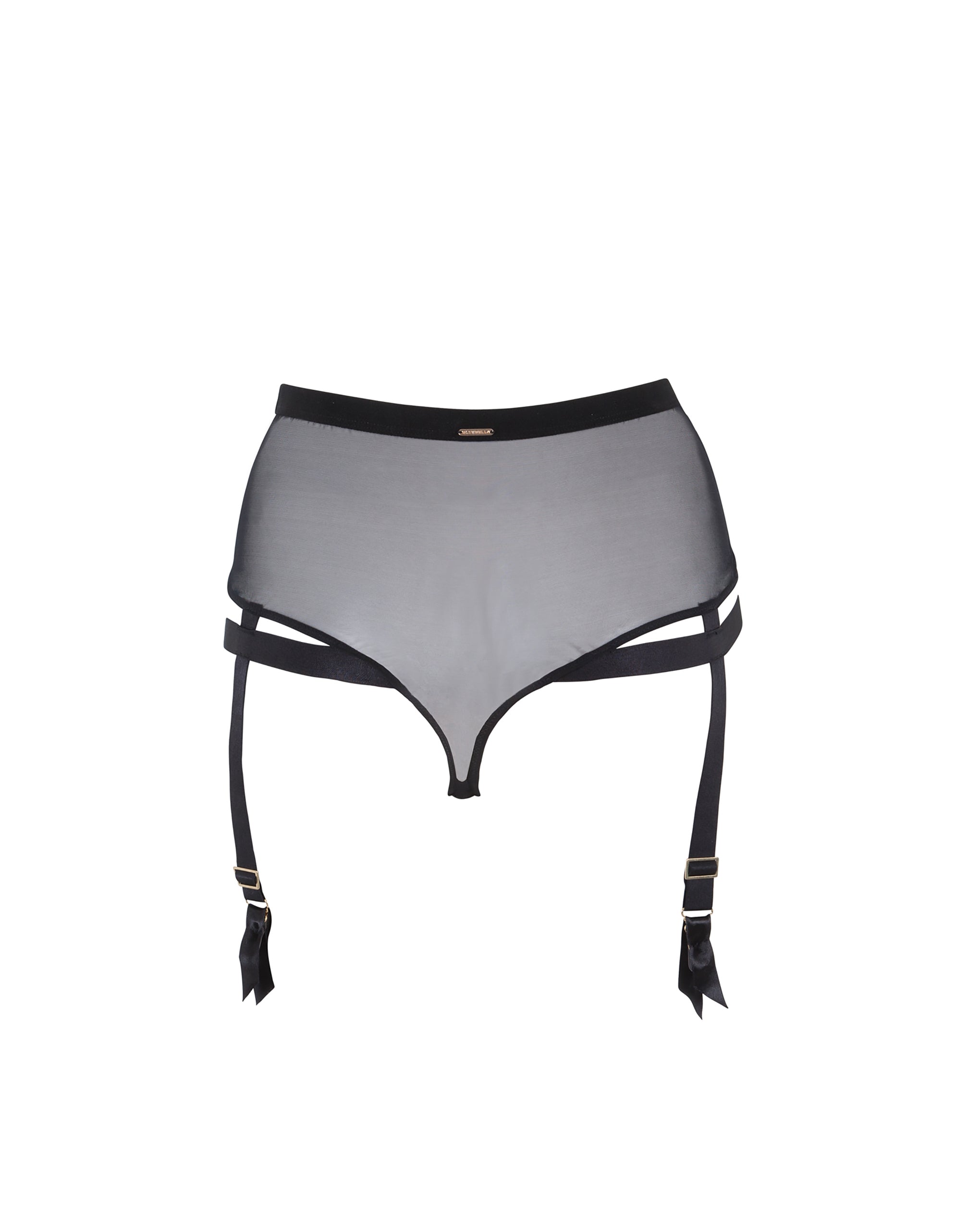 Karolina Suspender Thong in Black