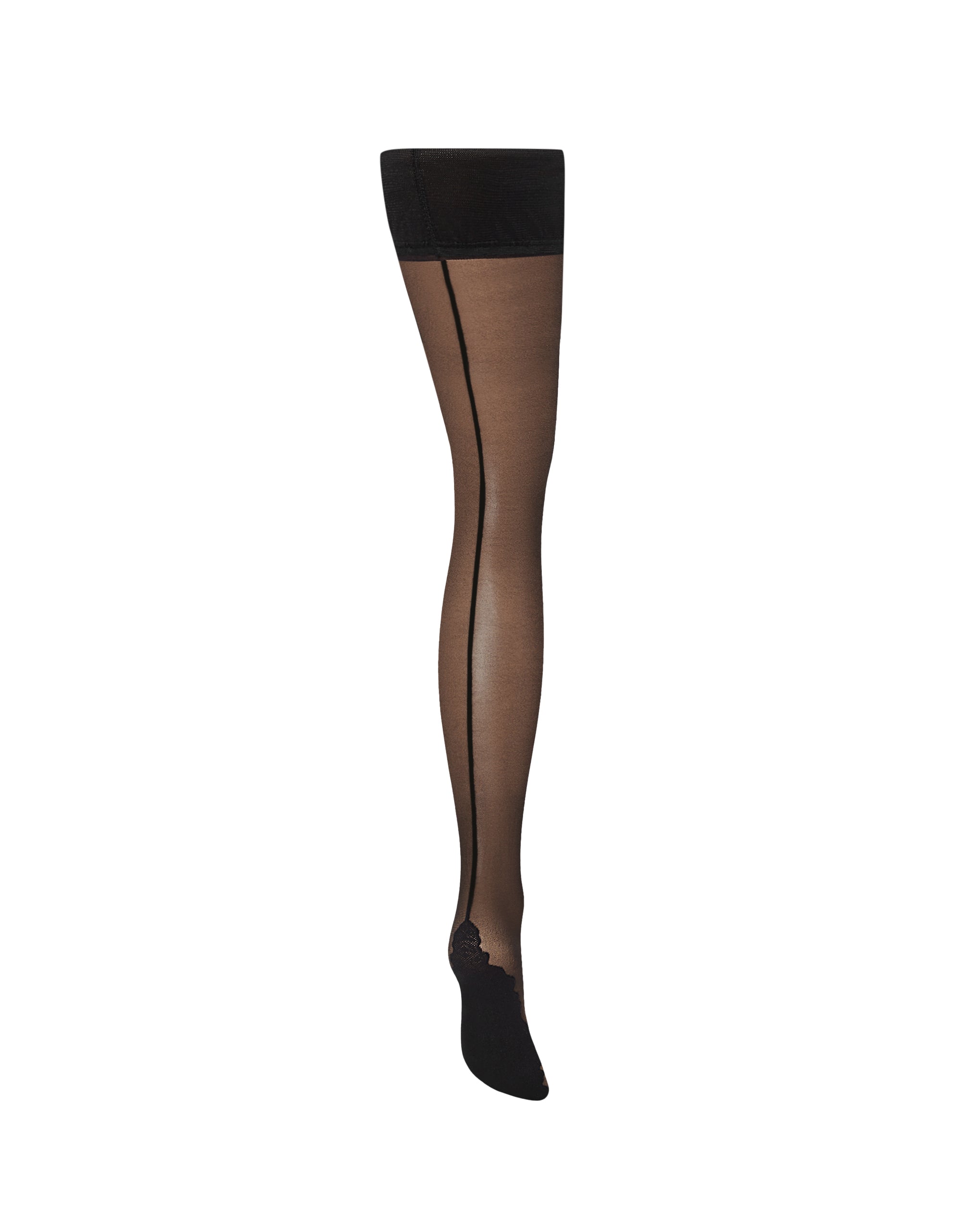 Bluebella Back Seam Leg/Plain Top Hold Ups Black