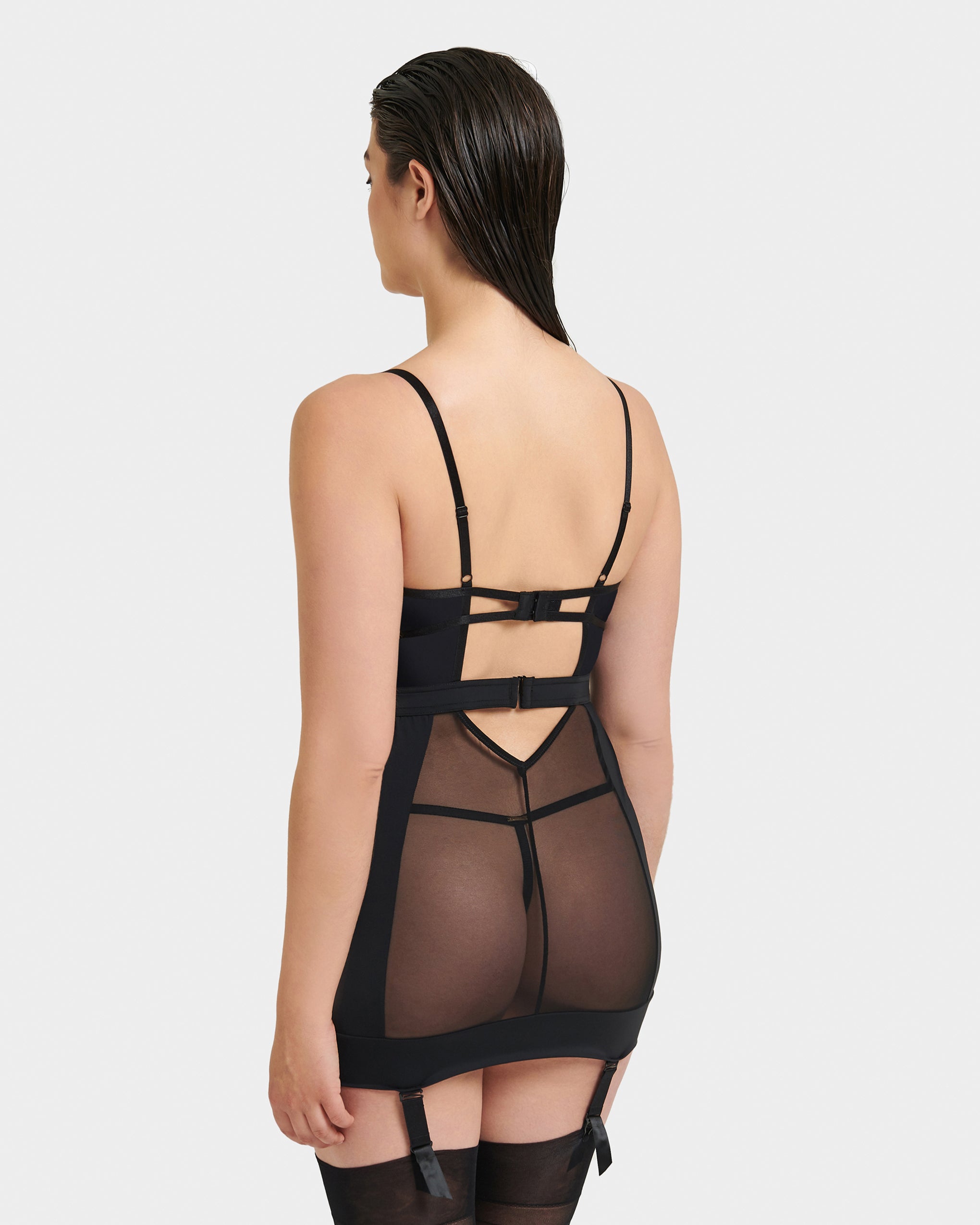 Alanna Wired Longline Basque Black