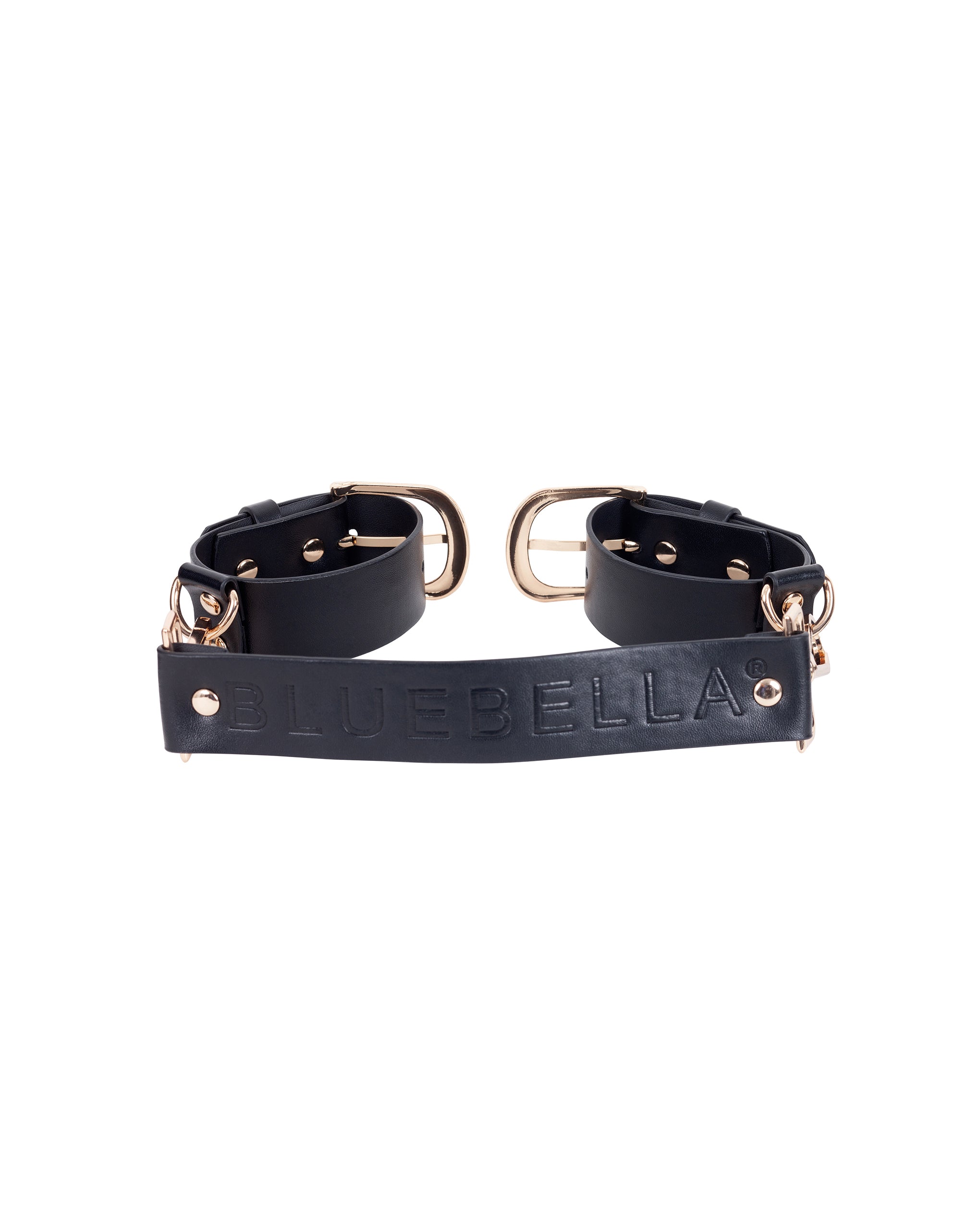 Zadie Faux Leather Cuffs Black/Gold