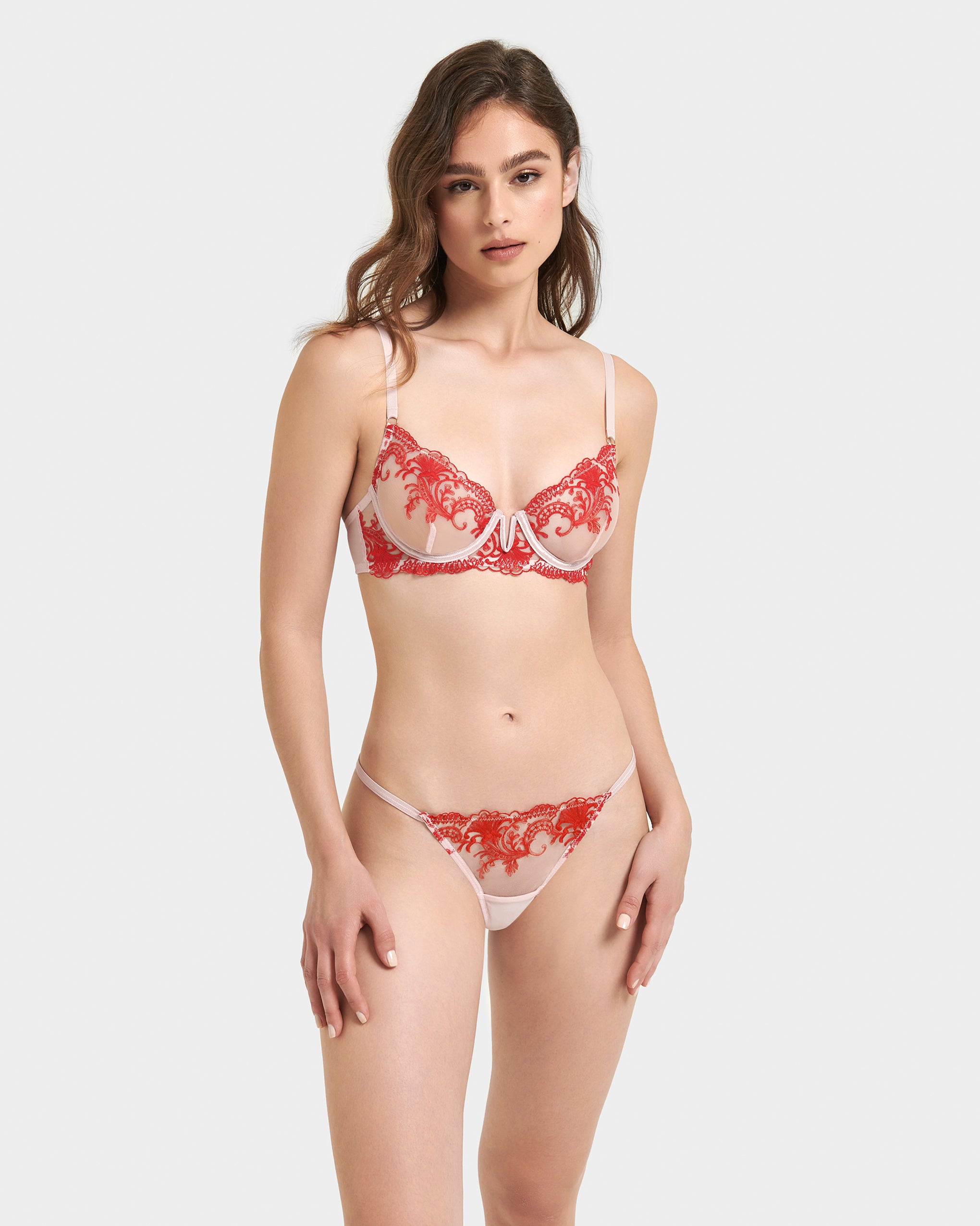 Marseille Bra Red/Pale PInk