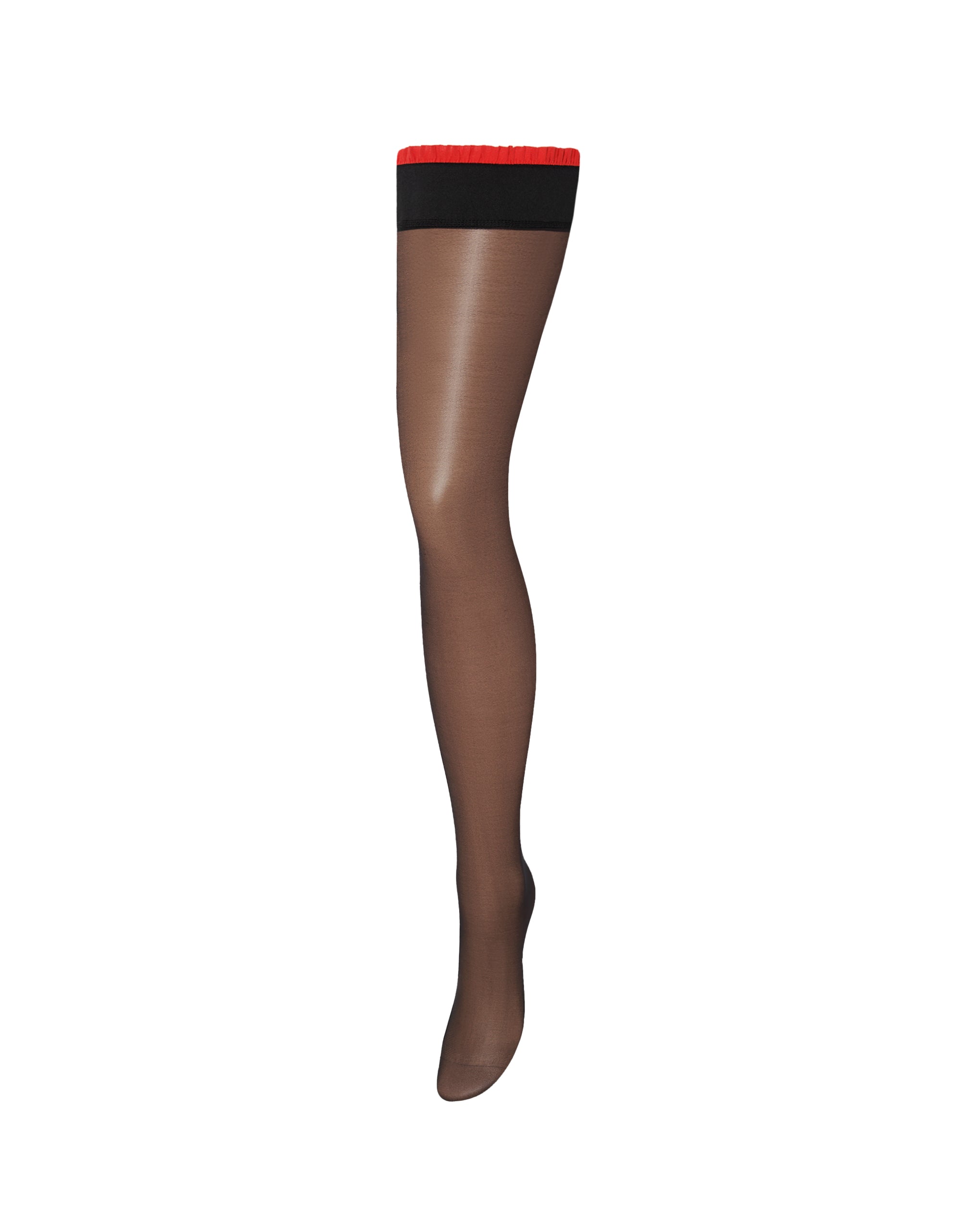 bluebella ruffle top/plain leg hold ups black/red