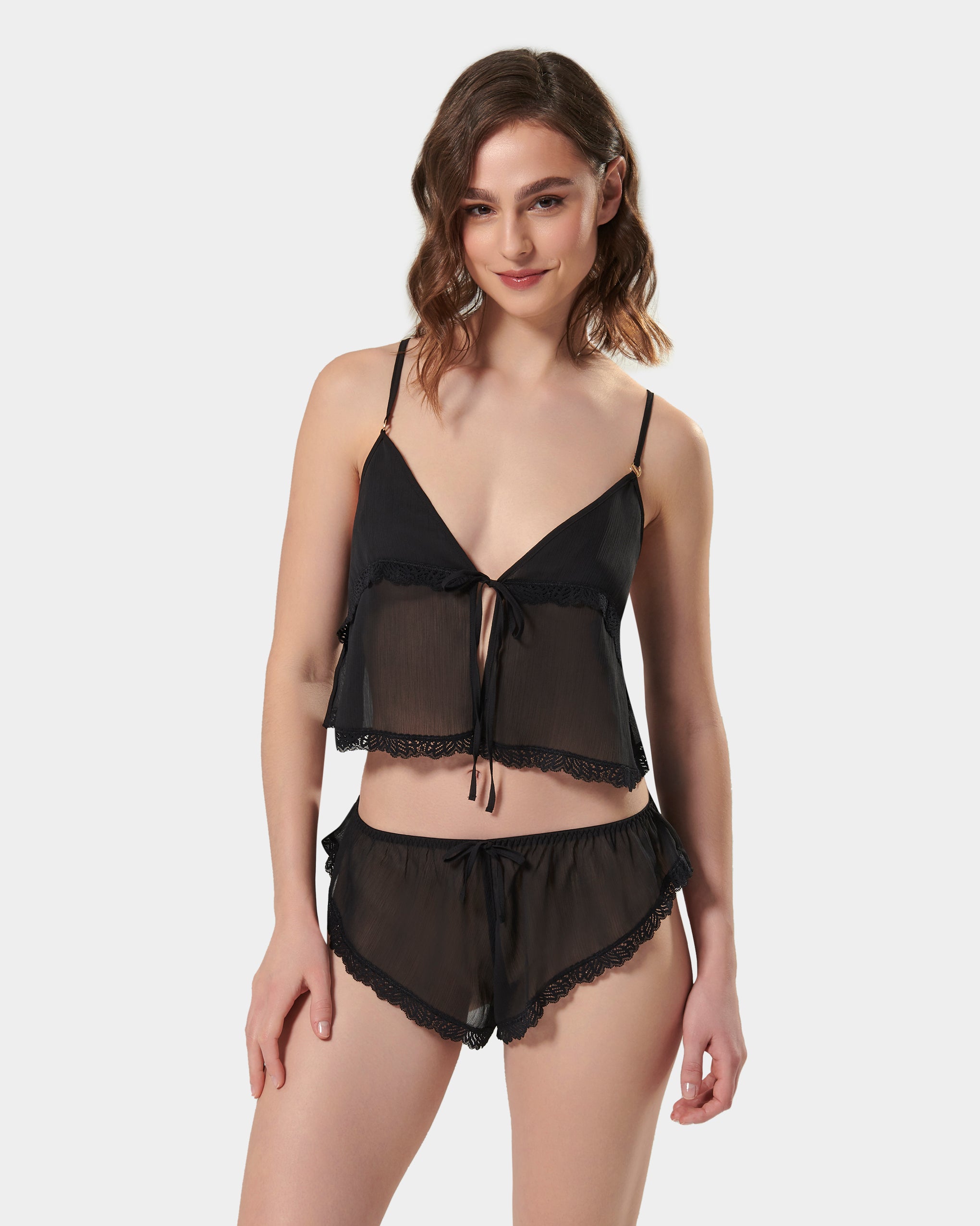 Pia Crop Cami and Short Set Black