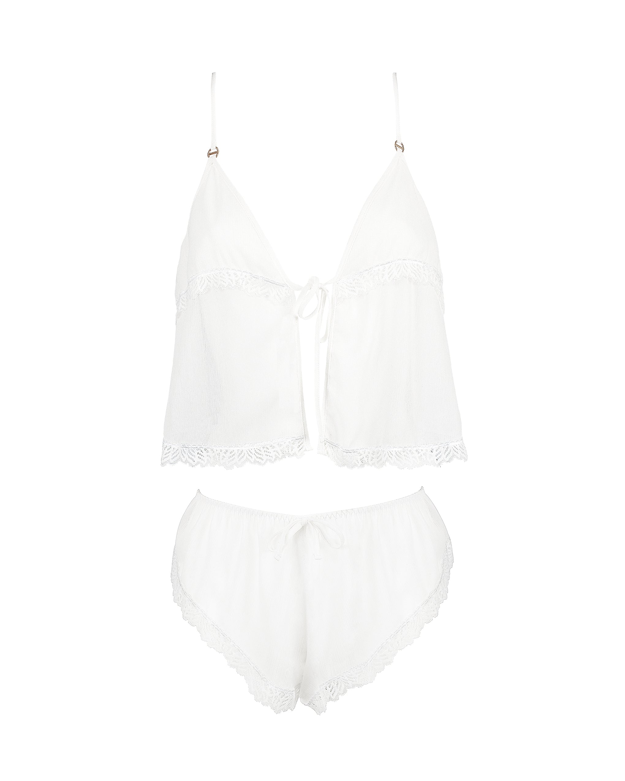 Pia Crop Cami and Short Set White