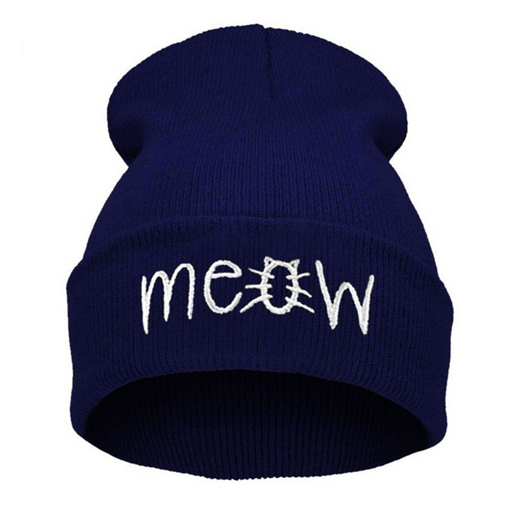 Knitting MEOW Beanie Hat Snapback Men Women Hiphop Cap