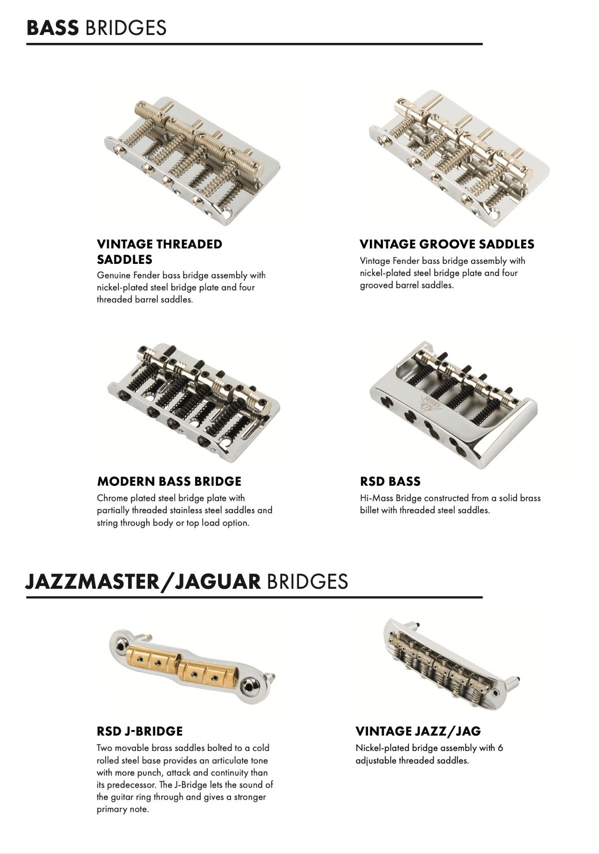 Fender Custom Shop - Hardware Options