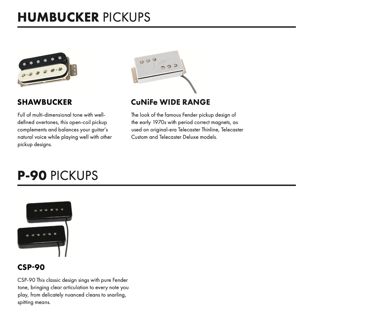 Fender Custom Shop - Pickup Options