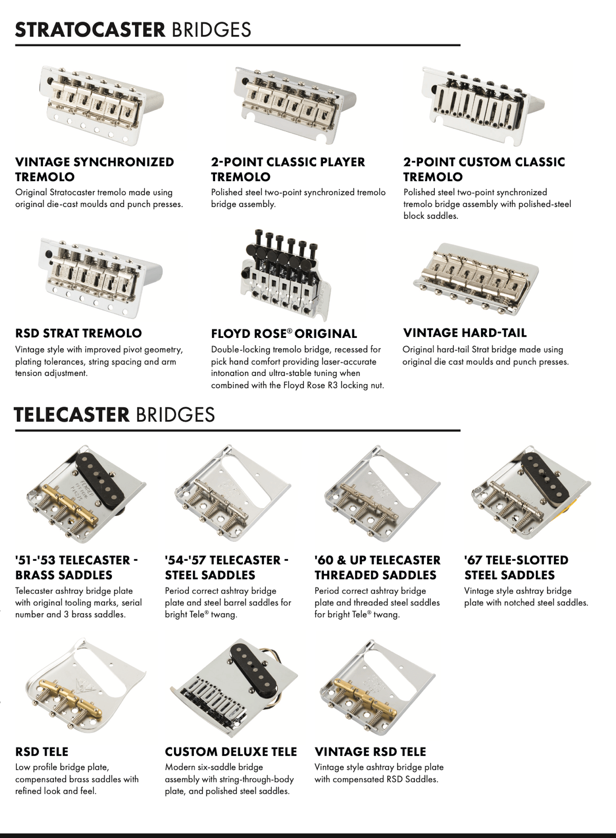 Fender Custom Shop - Hardware Options