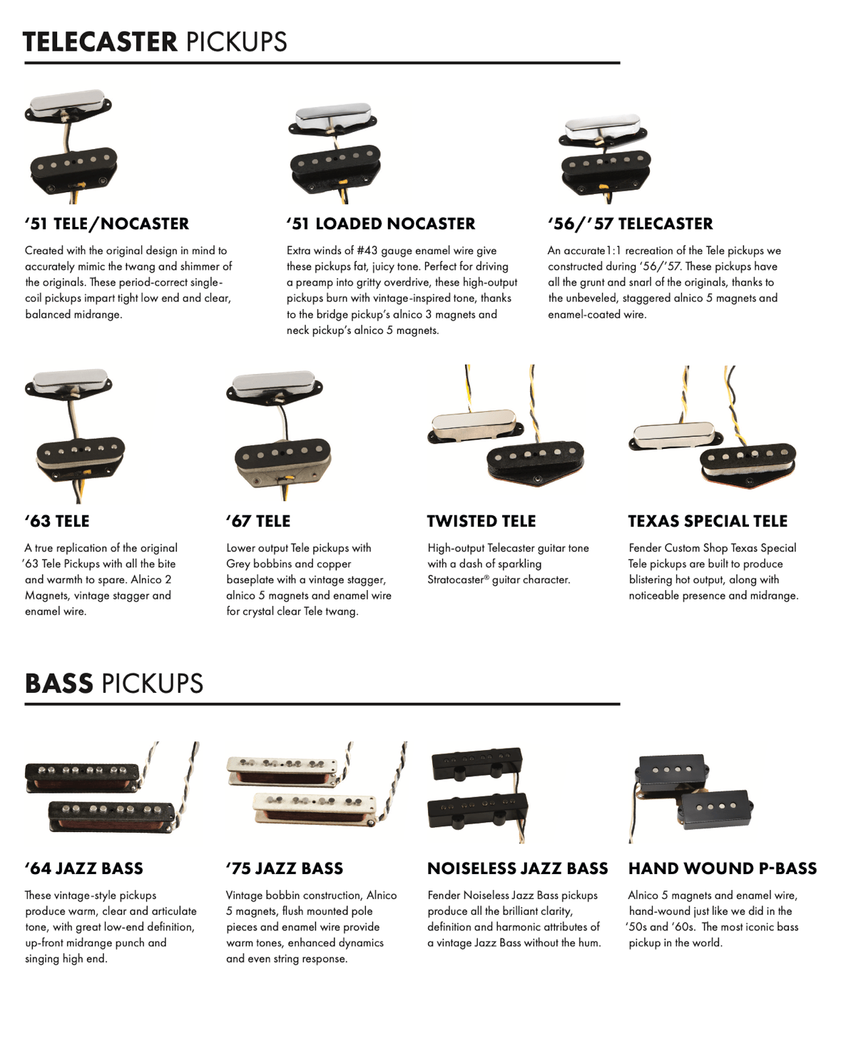 Fender Custom Shop - Pickup Options