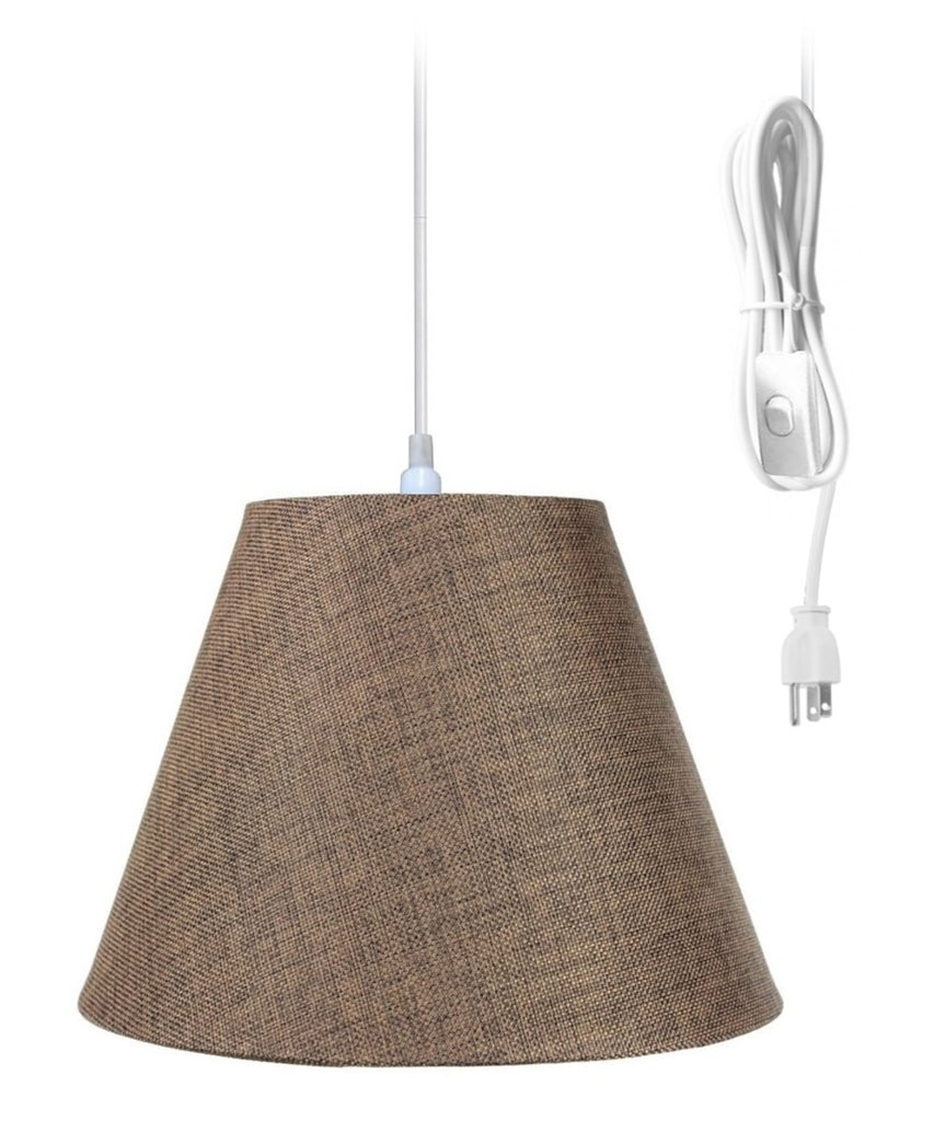 1 Light Plug In Swag Pendant Ceiling Light Chocolate Burlap Shade