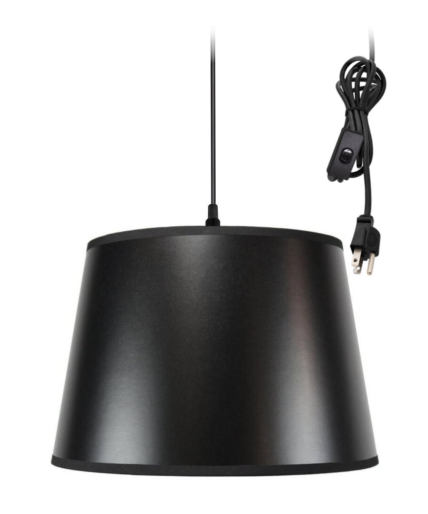 1 Light Plug In Swag Pendant Lamp Black Shade Homeconcept