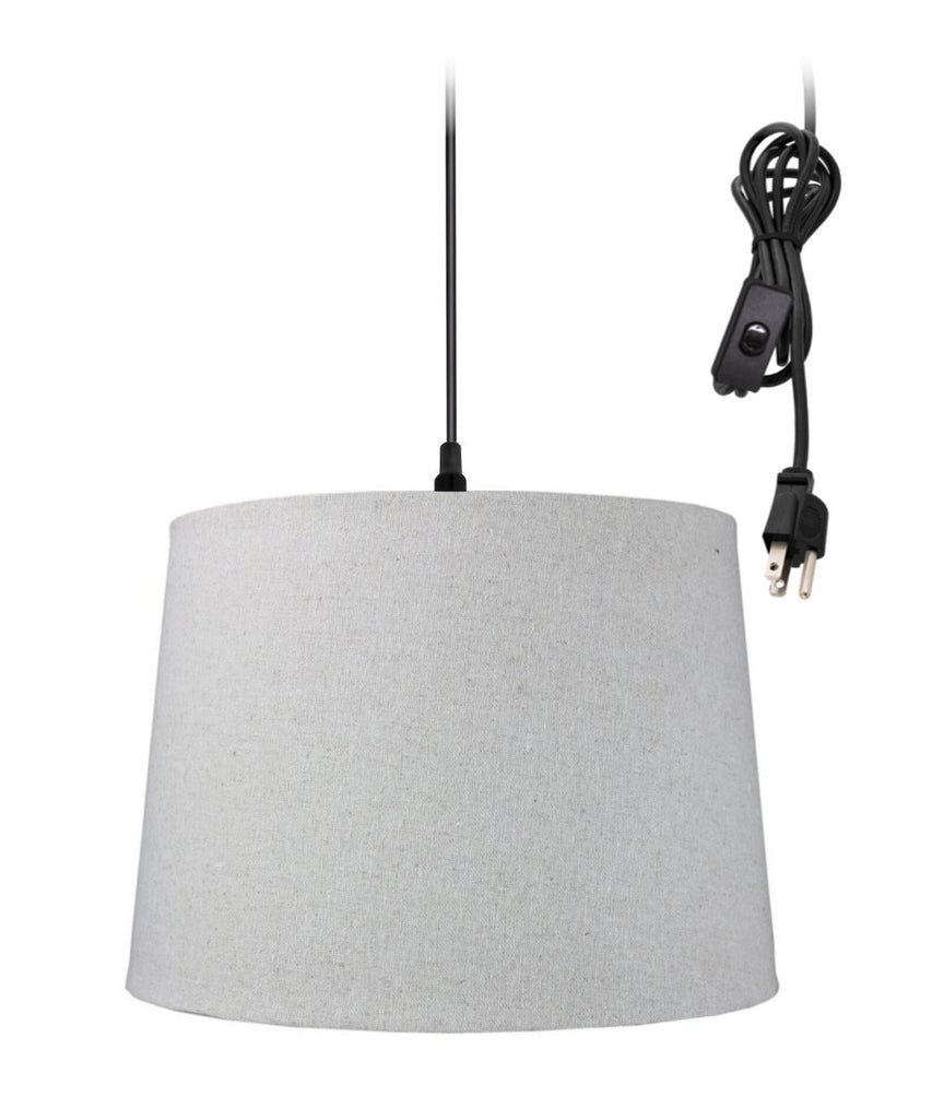 1 Light Plug In Swag Pendant Ceiling Light Sand Linen Shade