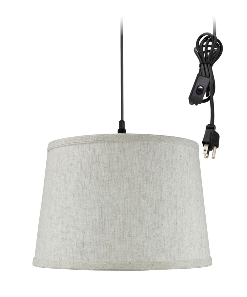 Shallow Drum 1 Light Swag Plug In Pendant Hanging Lamp 10x12x8