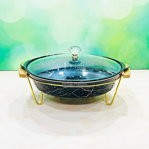Size: 13.5" x 9.5" x 2.5" Height: 6.5" Material: Metal Frame, Ceramic Bowl, Glass Lid Made in China