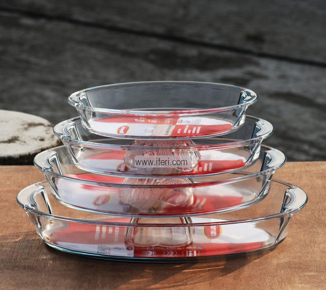 Glass Serving Dish - Transparent 4 Pcs Set.