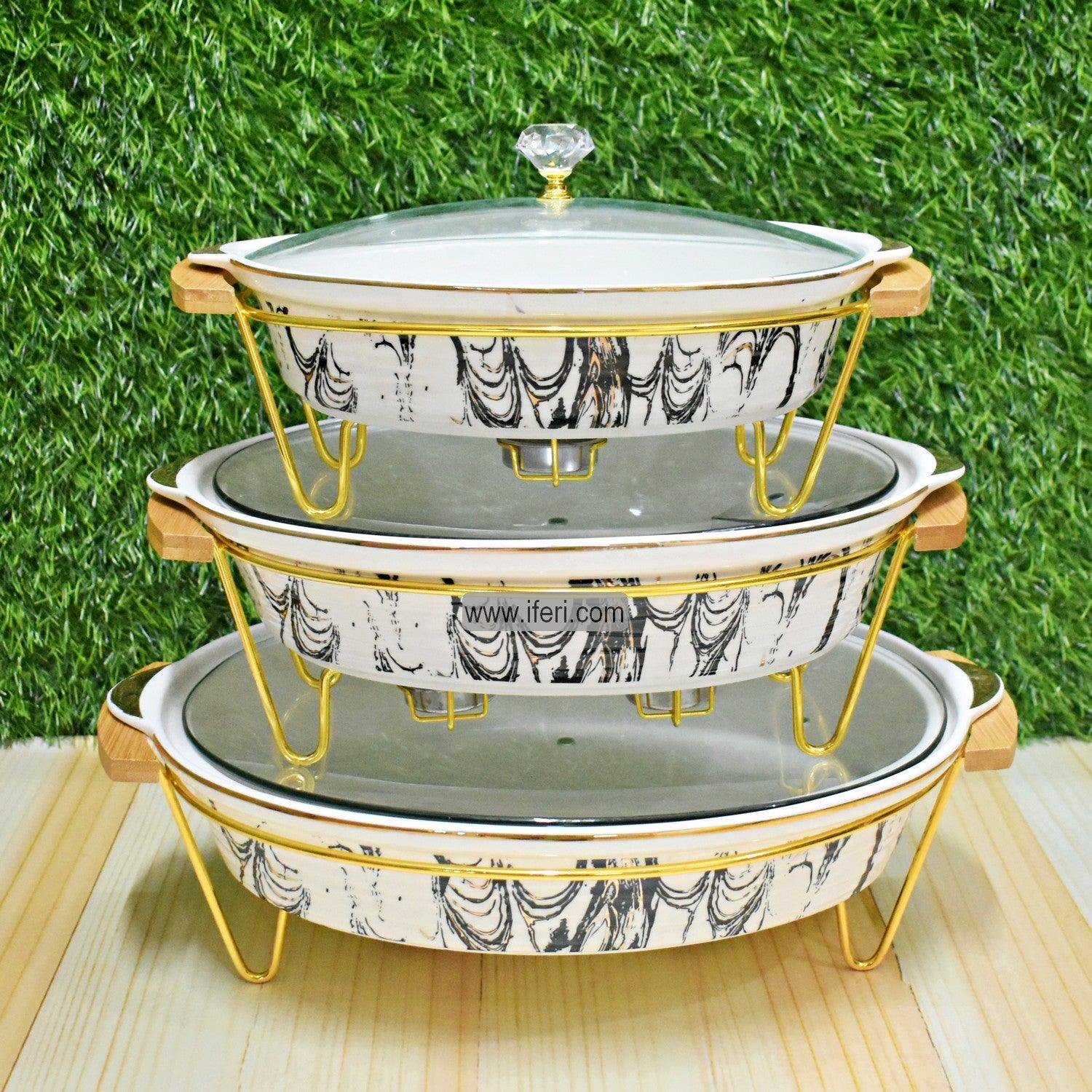 3 Pcs Oval Exclusive Casserole Dish Food Warmer Set FT0299