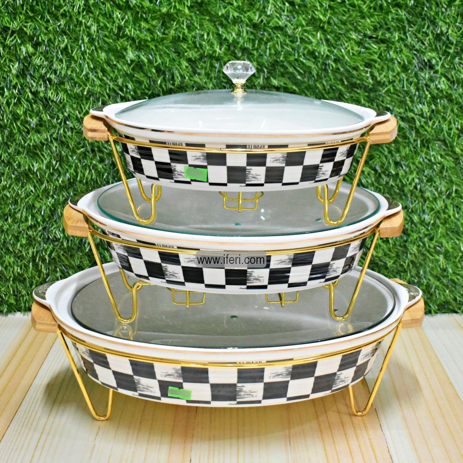 3 Pcs Oval Exclusive Casserole Dish Food Warmer Set FT0300