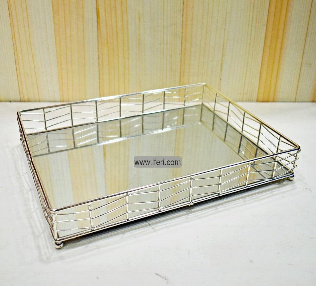 15.5 Inch Exclusive Metal & Glass Serving Tray RY0330