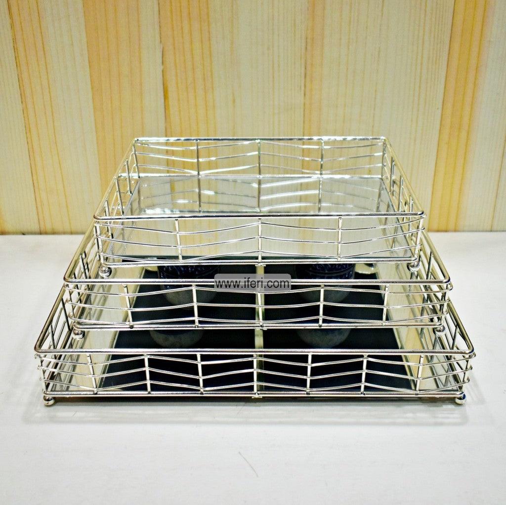 3 Pcs Exclusive Metal & Glass Serving Tray RY0331