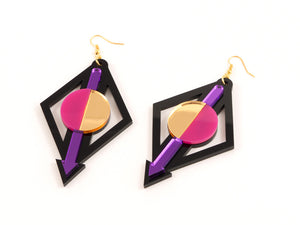 FORM002 Earrings - Purple, Pink, Gold