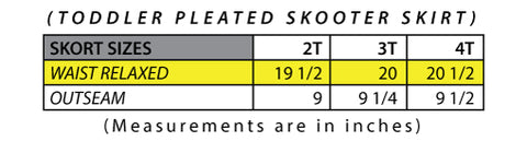 U.S. Polo Skort Chart