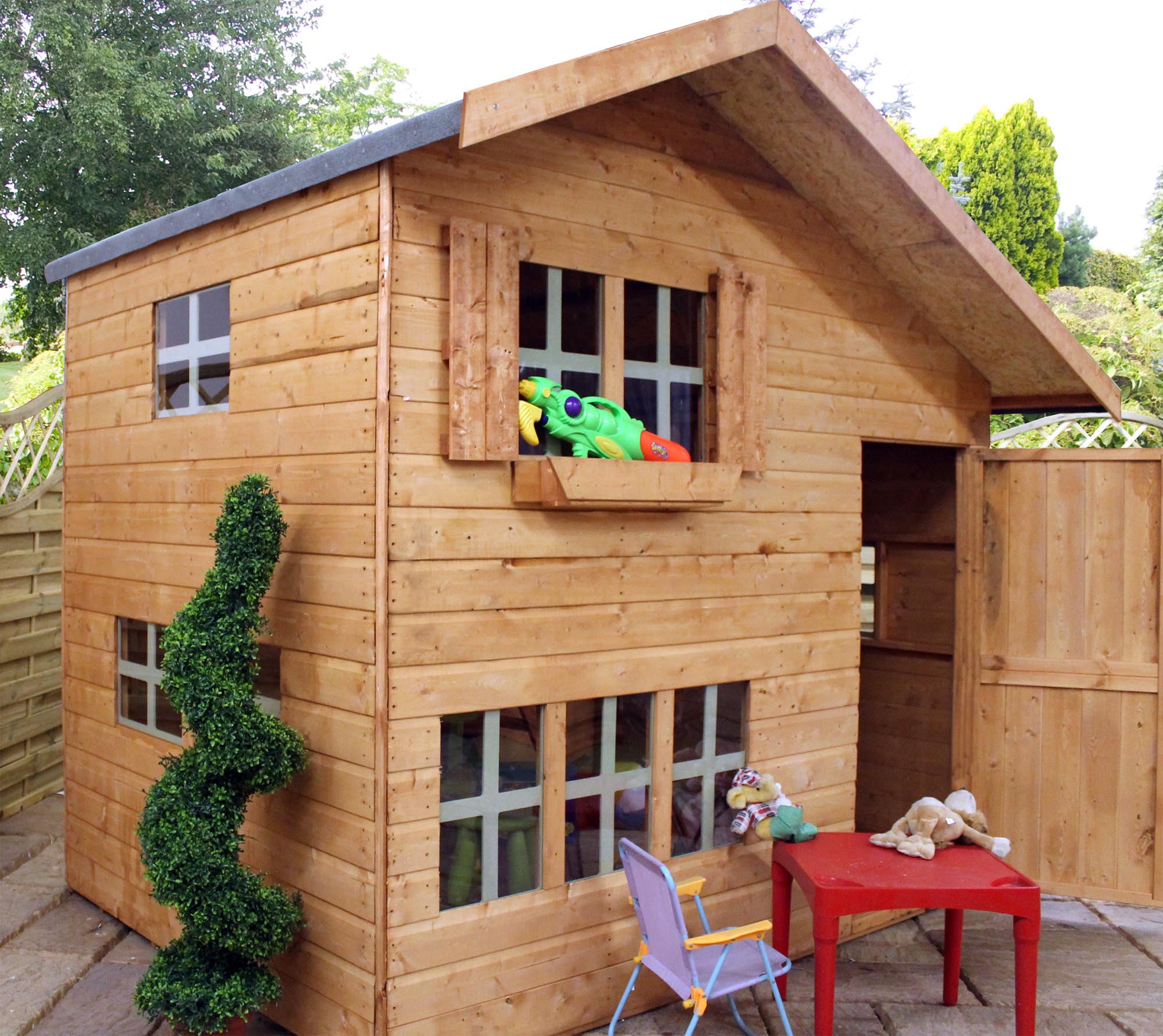 8' x 6' Large Double Storey Wooden Playhouse | Garden Toy 
