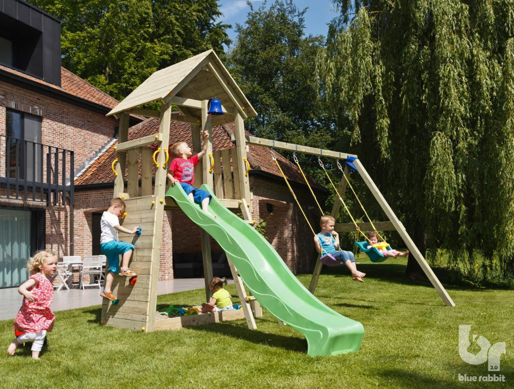 climbing frame with slide and swing