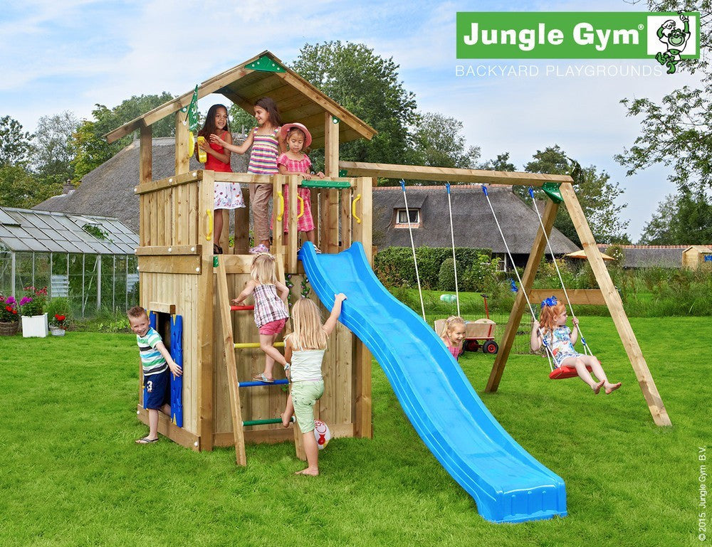 climbing frame with slide and swing