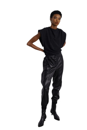 CABO BLACK FAUX LEATHER JOGGER - Picket Fence 