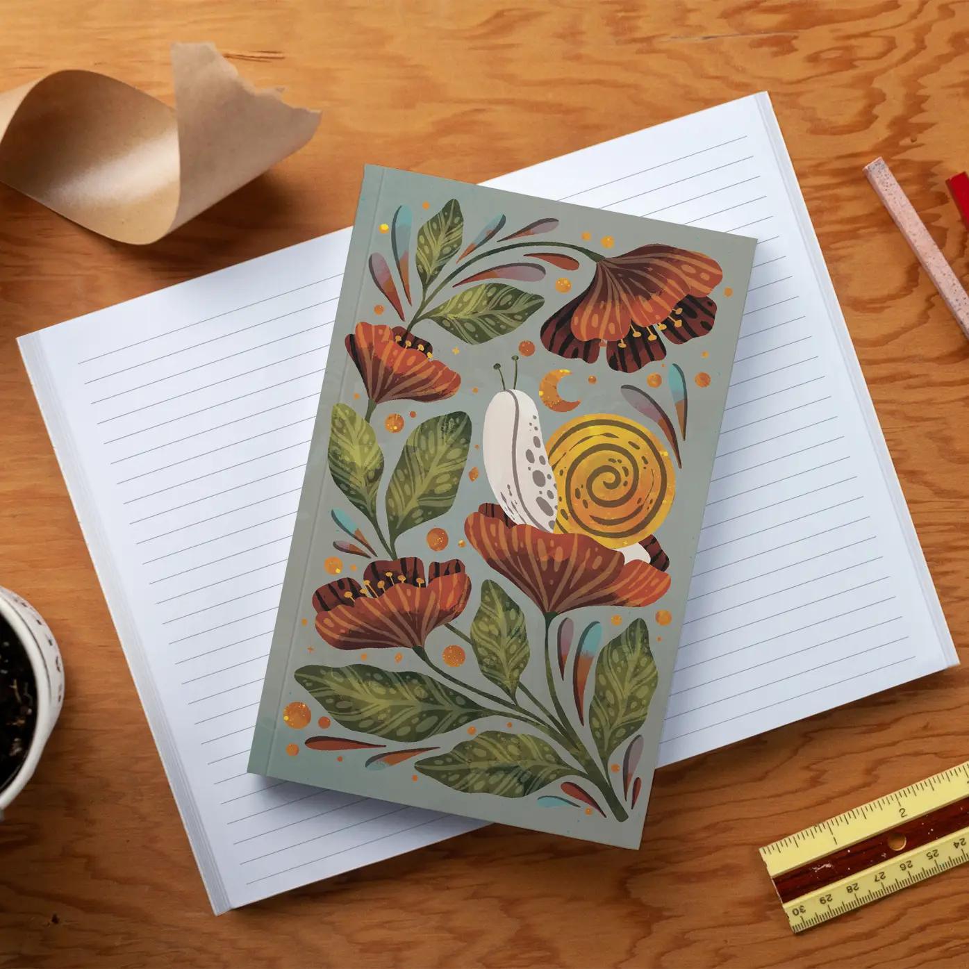 Moonlight and Snail Layflat Notebook