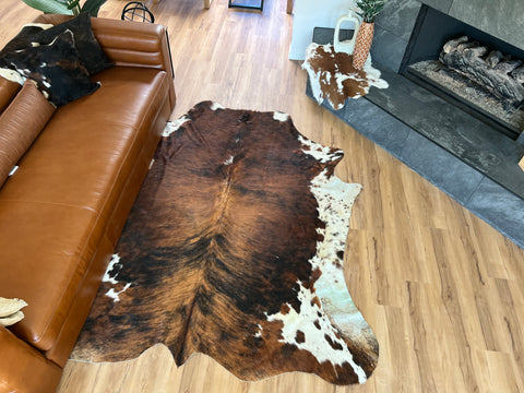 brown cowhide rug