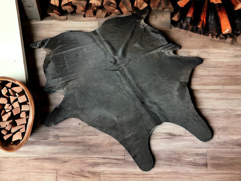 black cowhide rug