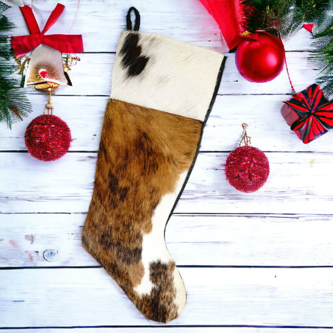 cowhide christmas stocking