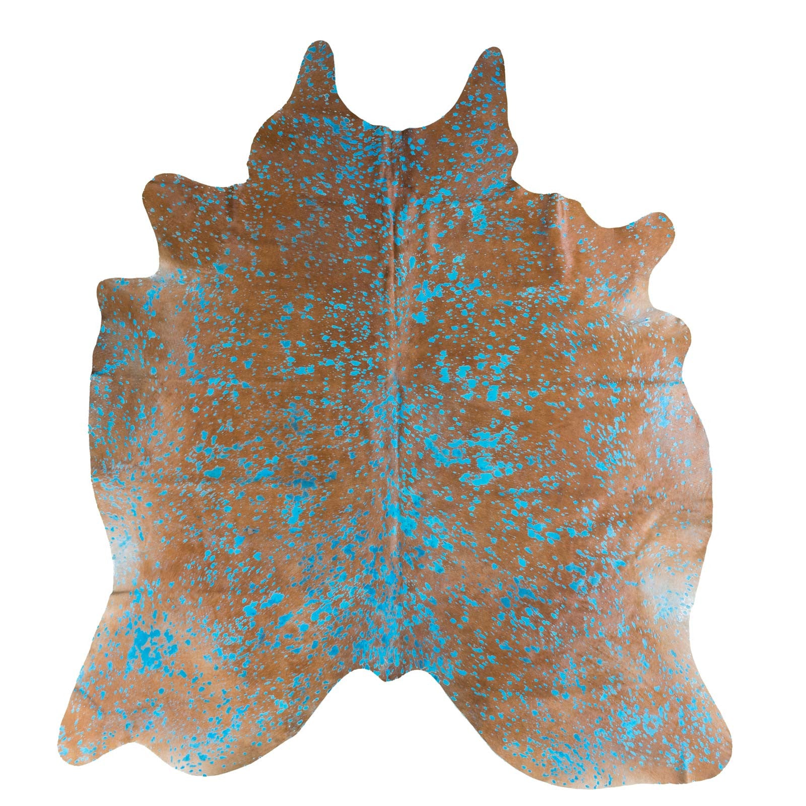 Turquoise Acid Wash On Brown Cowhide Rug Rodeo Cowhide Rugs